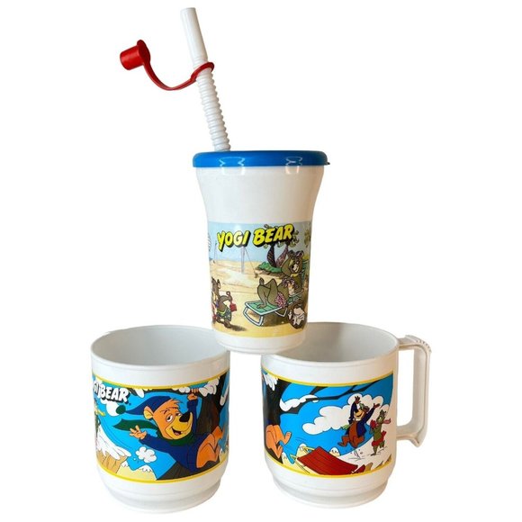 Arby's Other - 1993 Arbys Yogi Bear Promo Plastic Mug Cup Cindy Boo Boo Ranger Smith Set Of 3
